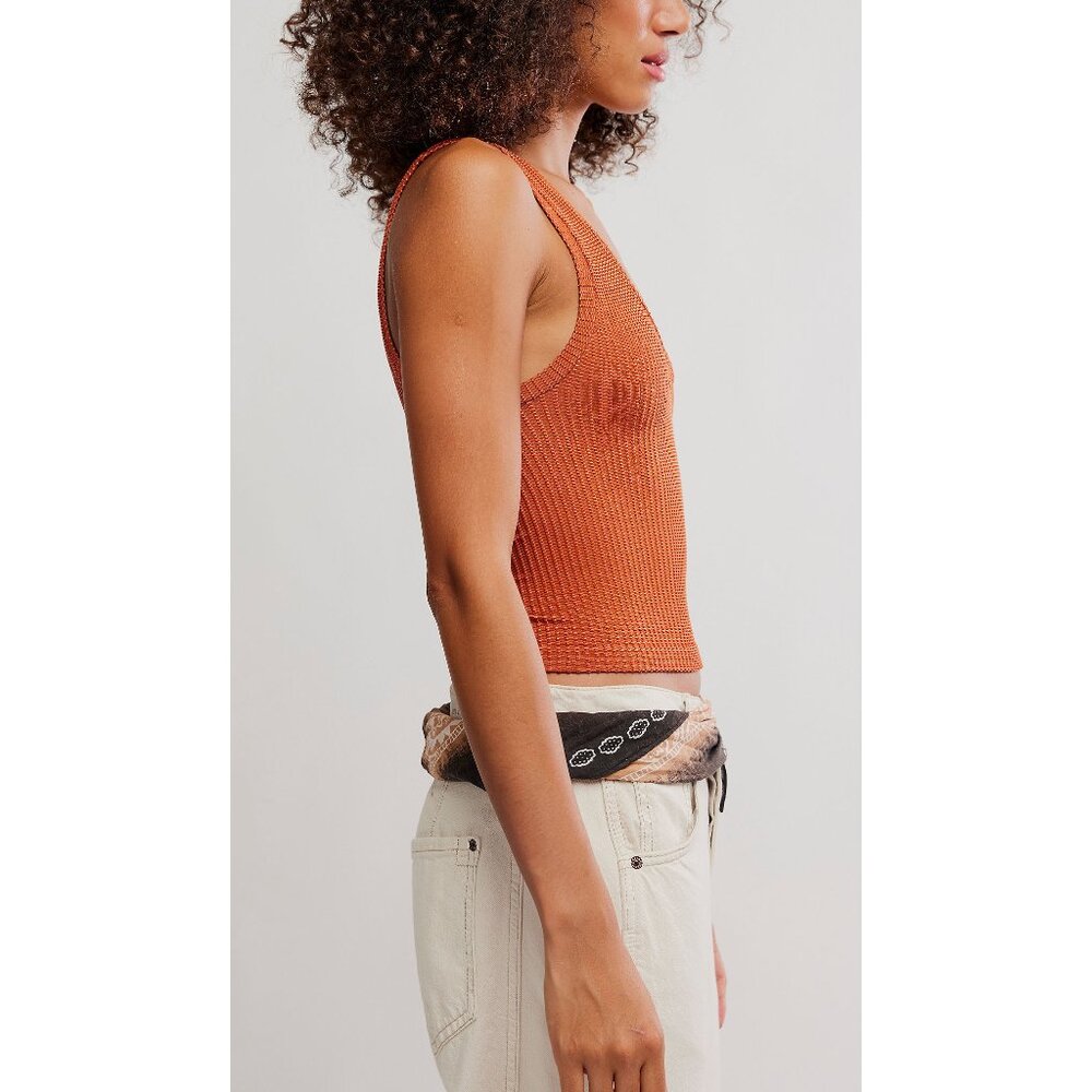 Free People Rust Orange Ribbed Tank Top - Picture 4 of 8